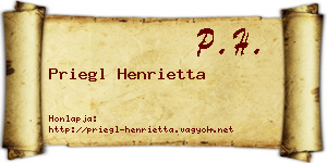 Priegl Henrietta névjegykártya